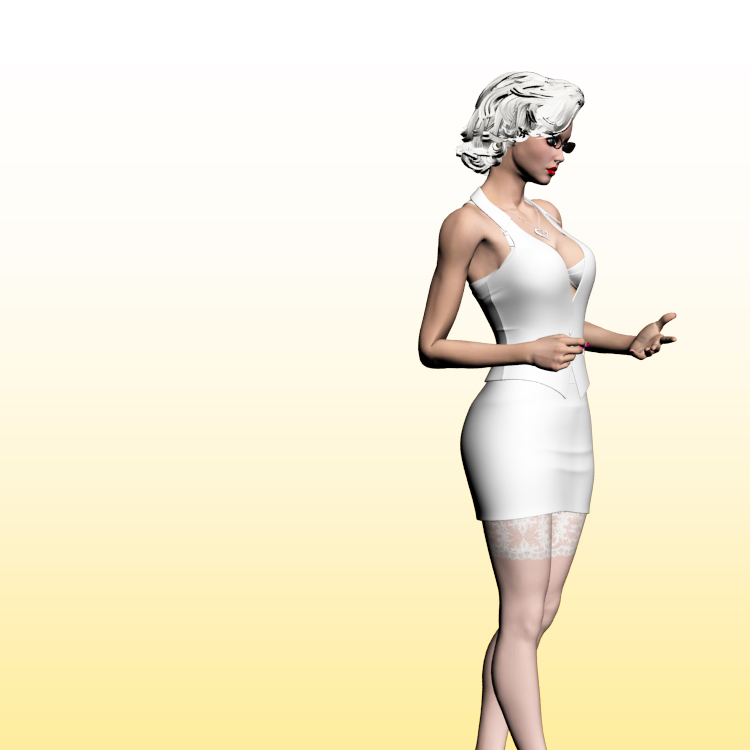 Mädchen im weißen Minirock 3D Model WomanModel